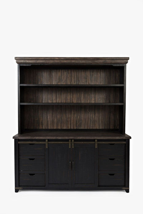 Jofran Madison County Rustic Reclaimed Pine Farmhouse Hutch Server in Vintage Black image
