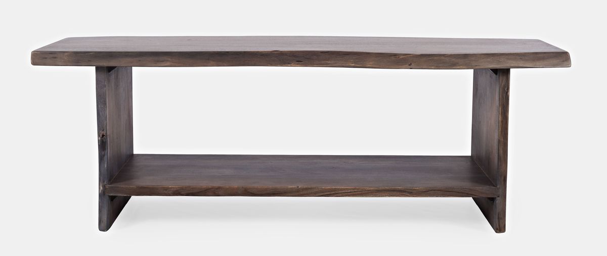 Jofran Cooper Live Edge 52" Solid Acacia Storage Bench in Slate image