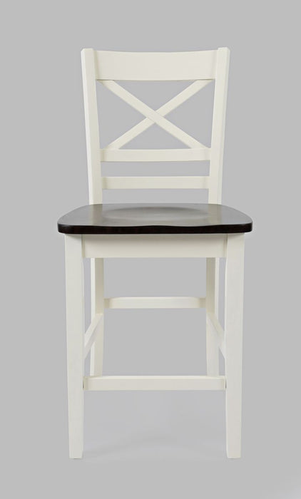 Jofran Asbury Park Solid Acacia Farmhouse X Back Stool (Set of 2) in White image