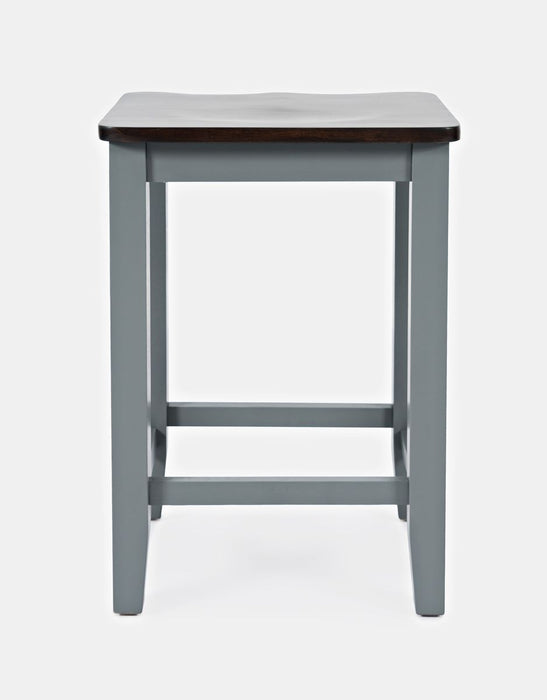 Jofran Asbury Park Solid Acacia Farmhouse Backless Saddle Stool (Set of 2) in Grey image
