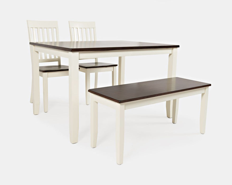 Jofran Decatur Lane Farmhouse 4 Piece Acacia Dining Set in White image