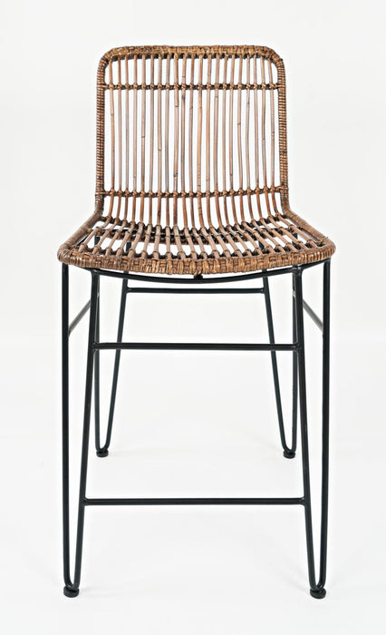 Jofran Weaver Hairpin Modern Global Rattan Counter Barstool (Set of 2) in Rattan Brown image