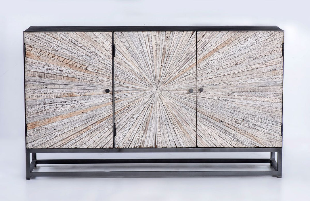 Jofran Reclaimed Solid Wood Astral Plains 3 Door Accent Cabinet in Grey Wash image