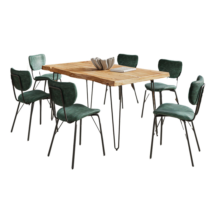 Natures Edge 60 Inch Seven Piece Upholstered Dining Set