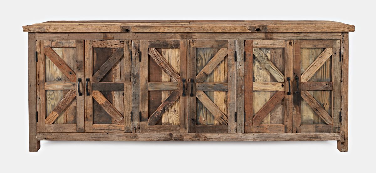 Jofran Eden Prairie Rustic Reclaimed Wood 84" Accent Cabinet in Brown image