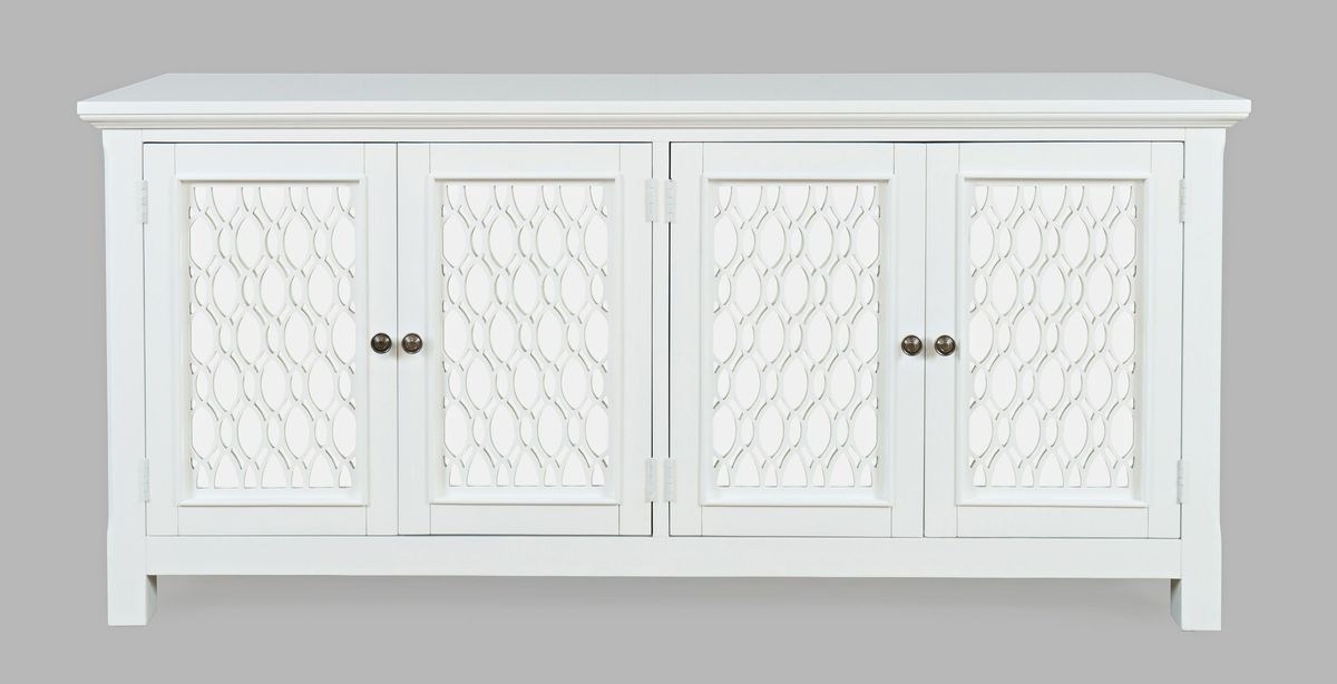 Jofran Isabella 69" Luxury Mirrored Sideboard Storage Cabinet in White image