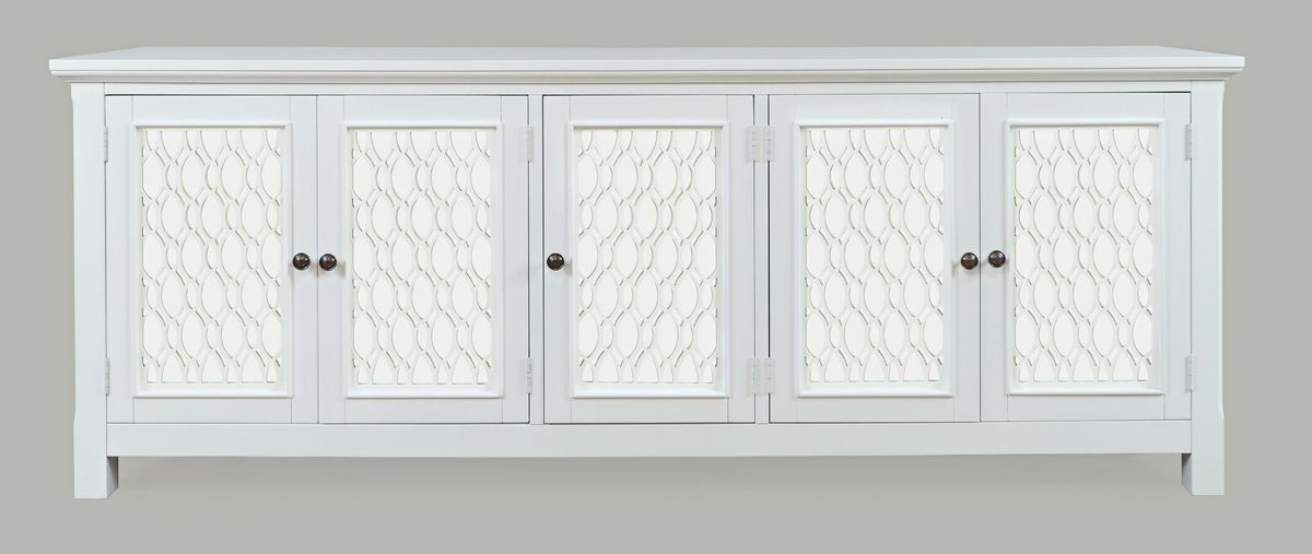 Jofran Isabella 86" Luxury Mirrored Sideboard Storage Cabinet in White image