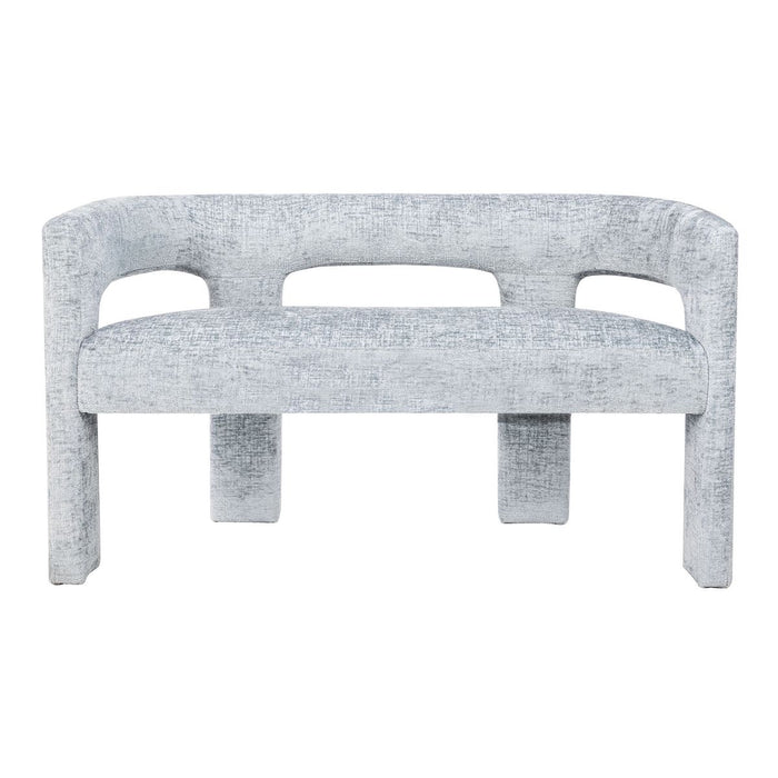 Jofran Gwen Modern Luxury Jacquard Fabric Upholstered Sculpture Bench in Blue image