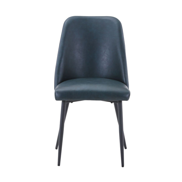 Jofran Maddox Mid-Century Modern Faux Leather Upholstered Dining Chair (Set of 2) in Blueberry image