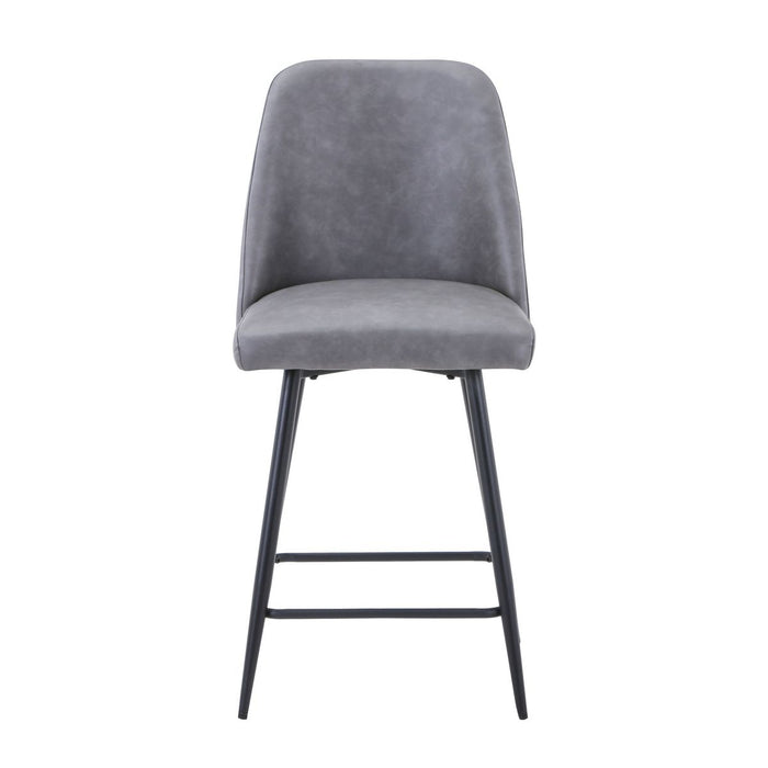 Jofran Maddox Mid-Century Modern Faux Leather Upholstered Counter Height Barstool (Set of 2) in Grey image
