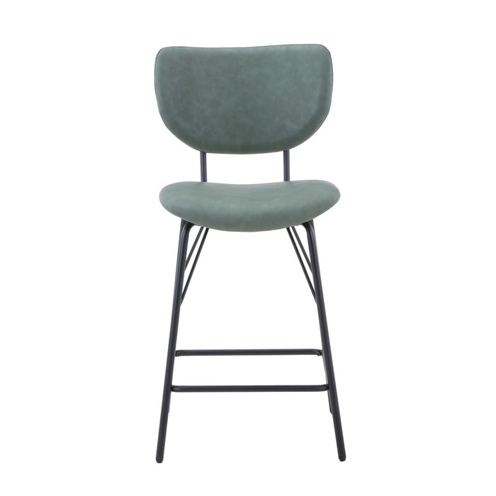 Jofran Owen Contemporary Modern Faux Leather Split-Back Upholstered Counter Height Barstool (Set of 2) in Jade image