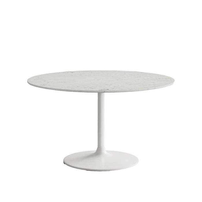 Jofran Rowan 54" Modern Luxury Pedestal Round Marble Dining Table in White image