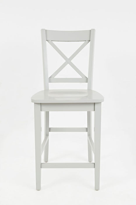 Jofran Simplicity Solid Wood Classic X-Back Stool (Set of 2) in Grey image