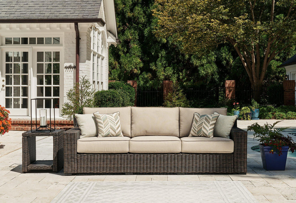 Coastline Bay Outdoor Sofa with Cushion - Holmwood's Furniture & Design Center (Somersworth, NH)