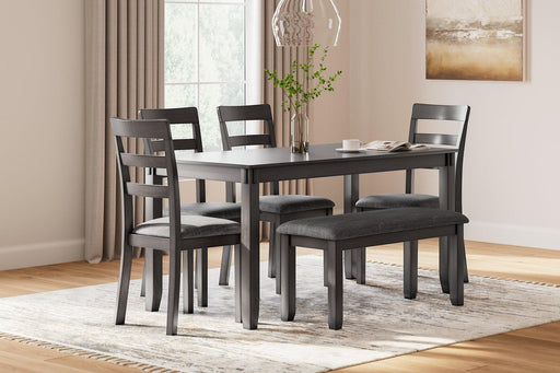 Bridson Dining Table and Chairs with Bench (Set of 6) - Holmwood's Furniture & Design Center (Somersworth, NH)