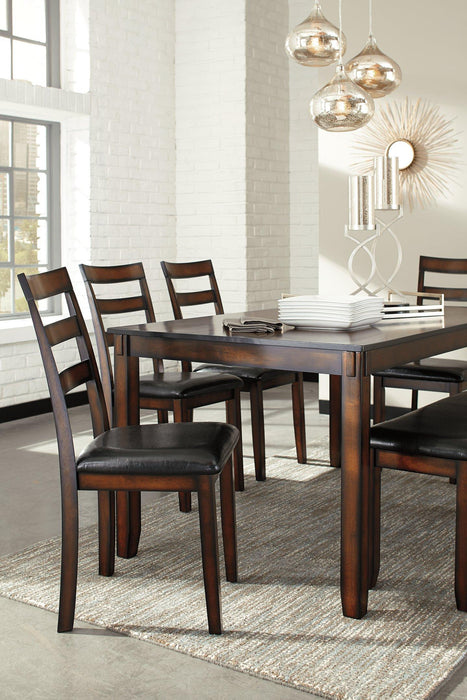 Coviar Dining Table and Chairs with Bench (Set of 6) - Holmwood's Furniture & Design Center (Somersworth, NH)