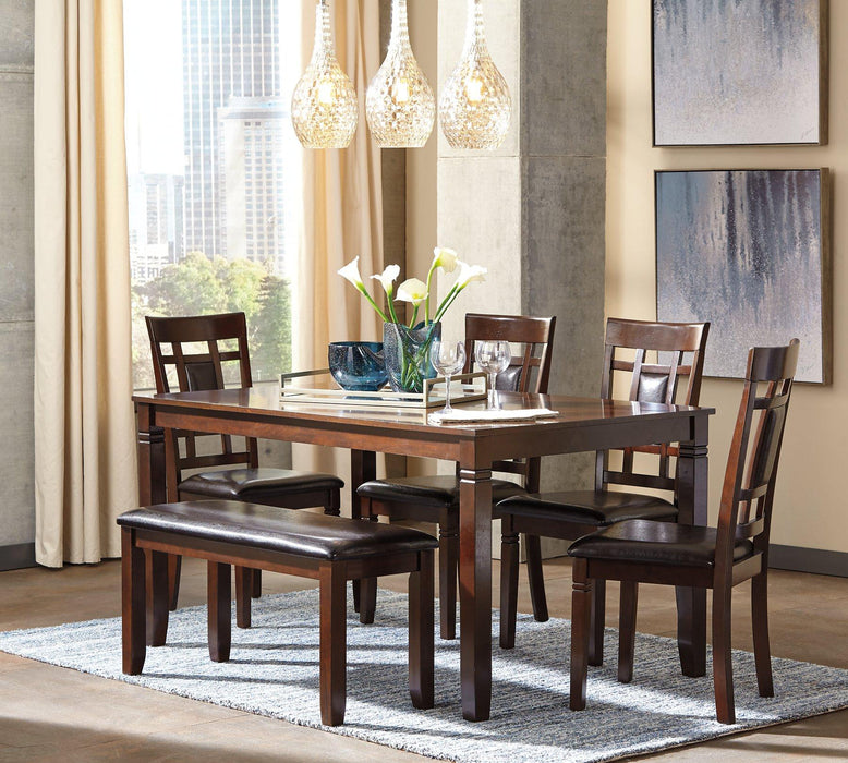 Bennox Dining Table and Chairs with Bench (Set of 6) - Holmwood's Furniture & Design Center (Somersworth, NH)