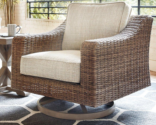 Beachcroft Outdoor Swivel Lounge with Cushion - Holmwood's Furniture & Design Center (Somersworth, NH)