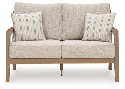 Hallow Creek Outdoor Loveseat with Cushion - Holmwood's Furniture & Design Center (Somersworth, NH)