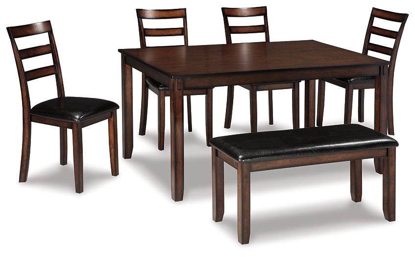 Coviar Dining Table and Chairs with Bench (Set of 6) - Holmwood's Furniture & Design Center (Somersworth, NH)