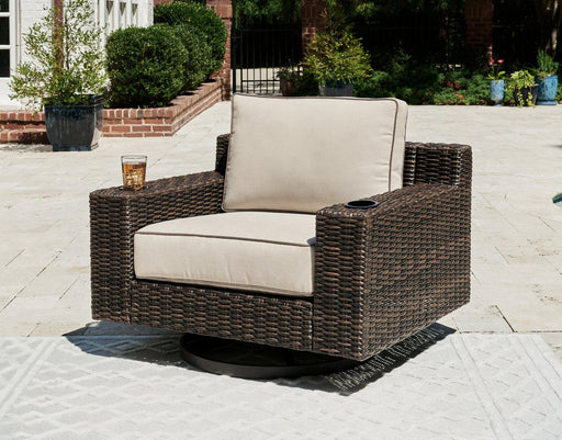 Coastline Bay Outdoor Swivel Lounge with Cushion - Holmwood's Furniture & Design Center (Somersworth, NH)