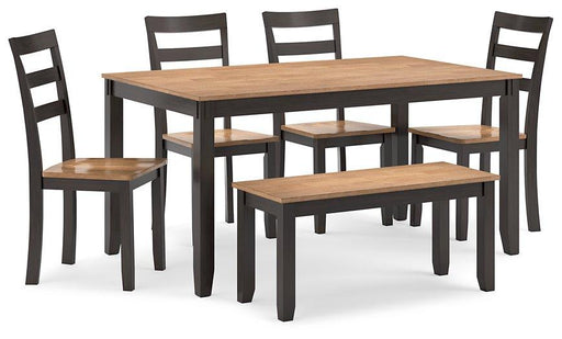Gesthaven Dining Table with 4 Chairs and Bench (Set of 6) - Holmwood's Furniture & Design Center (Somersworth, NH)