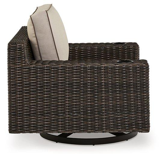 Coastline Bay Outdoor Swivel Lounge with Cushion - Holmwood's Furniture & Design Center (Somersworth, NH)