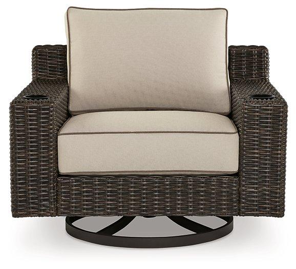 Coastline Bay Outdoor Swivel Lounge with Cushion - Holmwood's Furniture & Design Center (Somersworth, NH)