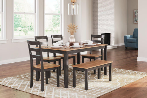 Gesthaven Dining Table with 4 Chairs and Bench (Set of 6) - Holmwood's Furniture & Design Center (Somersworth, NH)