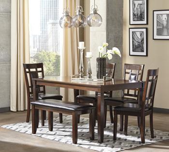 Bennox Dining Table and Chairs with Bench (Set of 6) - Holmwood's Furniture & Design Center (Somersworth, NH)
