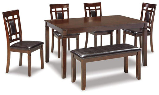 Bennox Dining Table and Chairs with Bench (Set of 6) - Holmwood's Furniture & Design Center (Somersworth, NH)