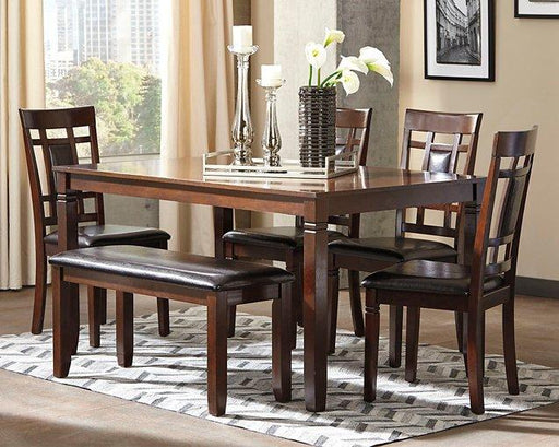 Bennox Dining Table and Chairs with Bench (Set of 6) - Holmwood's Furniture & Design Center (Somersworth, NH)