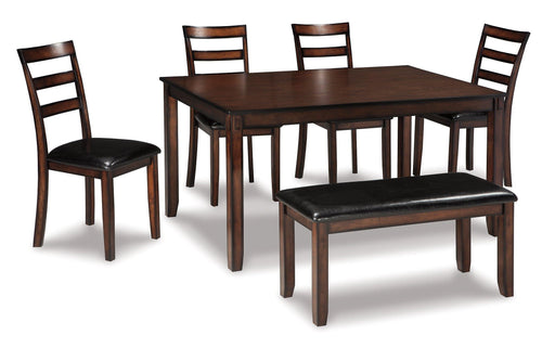 Coviar Dining Table and Chairs with Bench (Set of 6) - Holmwood's Furniture & Design Center (Somersworth, NH)