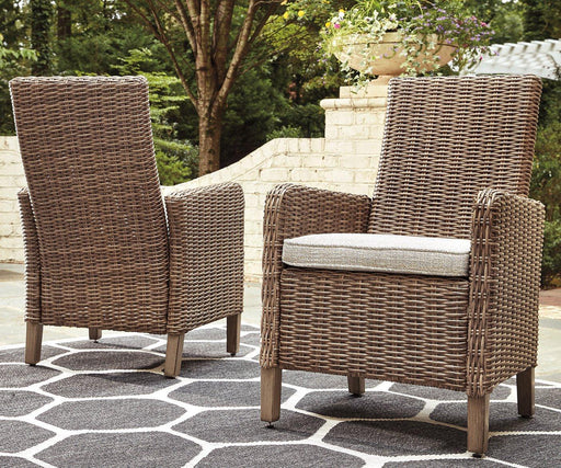 Beachcroft Outdoor Arm Chair with Cushion (Set of 2) - Holmwood's Furniture & Design Center (Somersworth, NH)