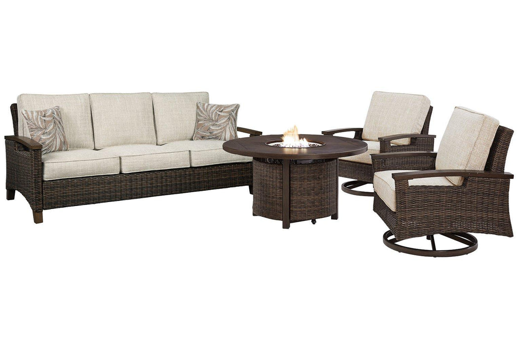 Paradise Trail Outdoor Sofa, Lounge Chairs and Fire Pit Table - Holmwood's Furniture & Design Center (Somersworth, NH)