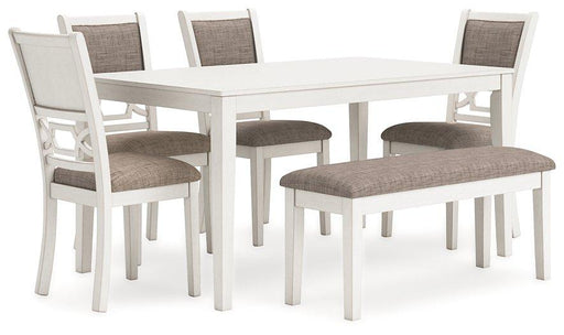 Erinberg Dining Table and 4 Chairs and Bench (Set of 6) - Holmwood's Furniture & Design Center (Somersworth, NH)