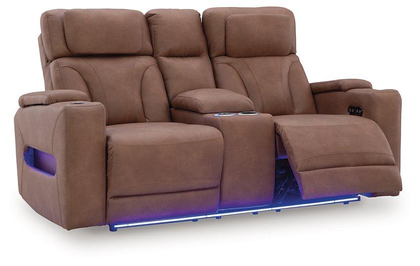 Clean-Slate Power Reclining Loveseat with Console - Holmwood's Furniture & Design Center (Somersworth, NH)