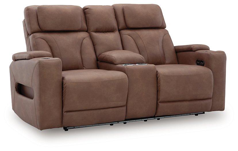 Clean-Slate Power Reclining Loveseat with Console - Holmwood's Furniture & Design Center (Somersworth, NH)