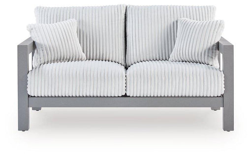 Hurley Park Outdoor Loveseat with Cushion - Holmwood's Furniture & Design Center (Somersworth, NH)
