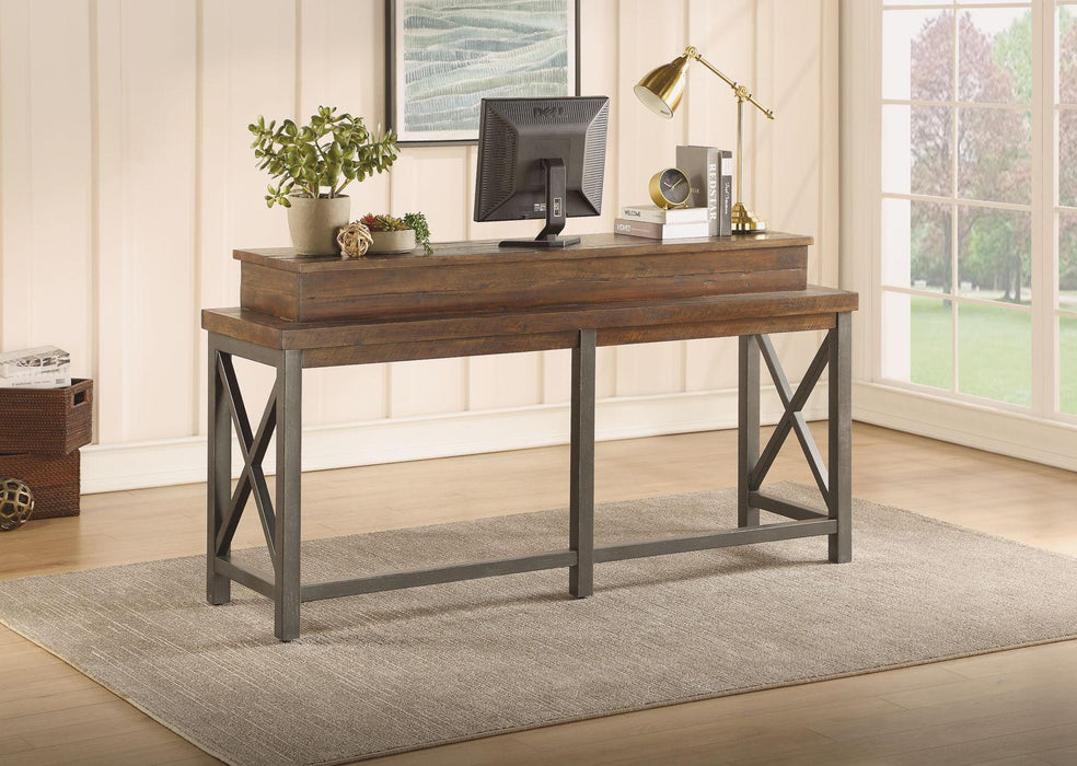 Flexsteel Carpenter Work Console in Rustic Brown - Holmwood's Furniture & Design Center (Somersworth, NH)