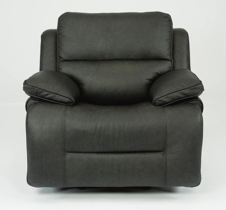 Flexsteel Latitudes Apollo Leather Power Gliding Recliner with Power Headrest in Black - Holmwood's Furniture & Design Center (Somersworth, NH)