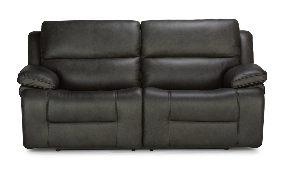 Flexsteel Latitudes Apollo Leather Power Reclining Sofa w/Power Headrests in Black - Holmwood's Furniture & Design Center (Somersworth, NH)