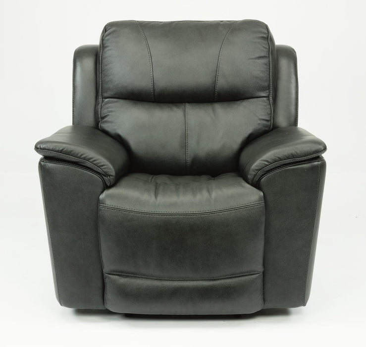 Flexsteel Latitudes Cade Leather Power Recliner w/Power Headrest in Black - Holmwood's Furniture & Design Center (Somersworth, NH)