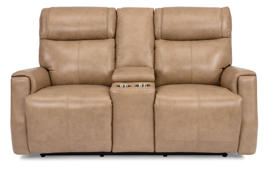 Flexsteel Latitudes Holton Leather Power Reclining Loveseat w/Console & Power Headrests - Holmwood's Furniture & Design Center (Somersworth, NH)