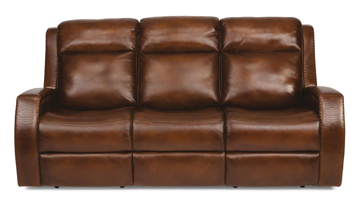 Flexsteel Latitudes Mustang Leather Power Reclining Sofa w/Power Headrests - Holmwood's Furniture & Design Center (Somersworth, NH)