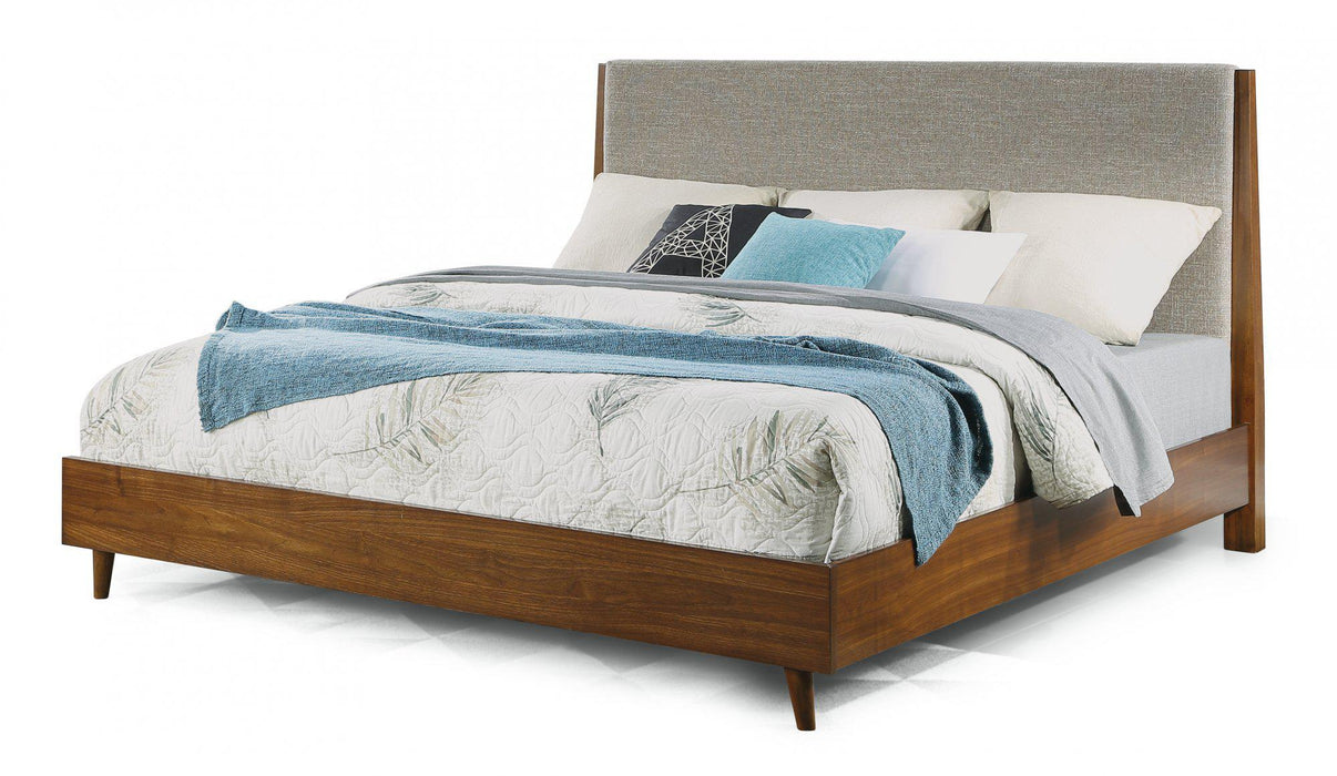 Flexsteel Wynwood Ludwig Upholstered Queen Platform Bed in Medium Brown - Holmwood's Furniture & Design Center (Somersworth, NH)