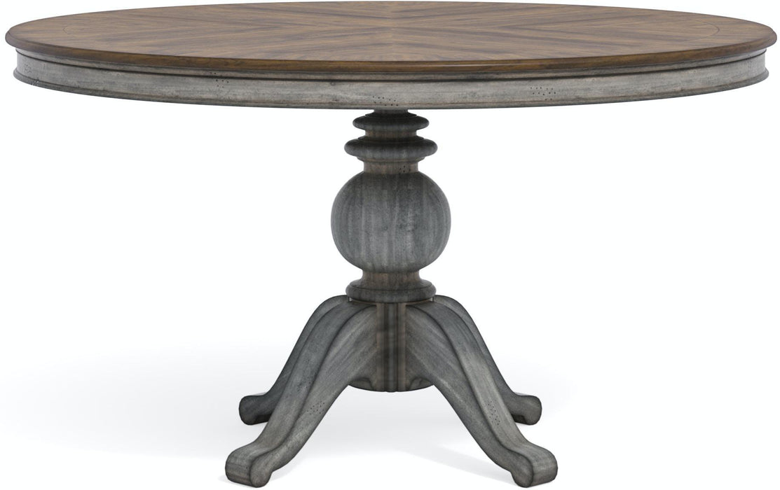 Flexsteel Wynwood Plymouth Round Pedestal Dining Table in Two-Toned - Holmwood's Furniture & Design Center (Somersworth, NH)