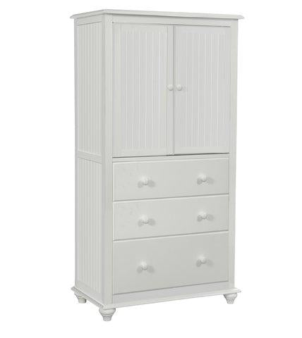 Cottage Armoire W/ 3 Drawers In Pure White