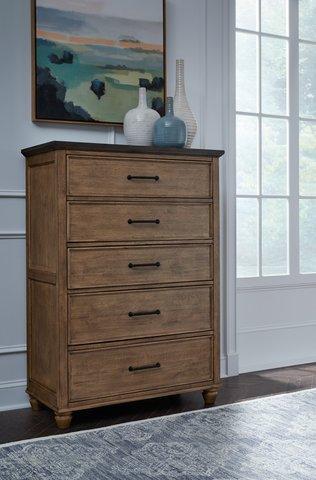 Vista 5 Drawer Chest In Hickory & Coal