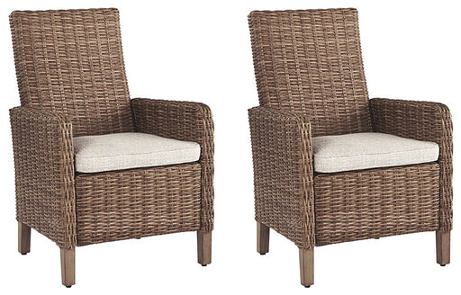 Beachcroft Outdoor Arm Chair with Cushion (Set of 2) - Holmwood's Furniture & Design Center (Somersworth, NH)